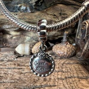 Authentic Pandora Charm Grand Mother Dangle Sterling Silver Bead Zirconia Family